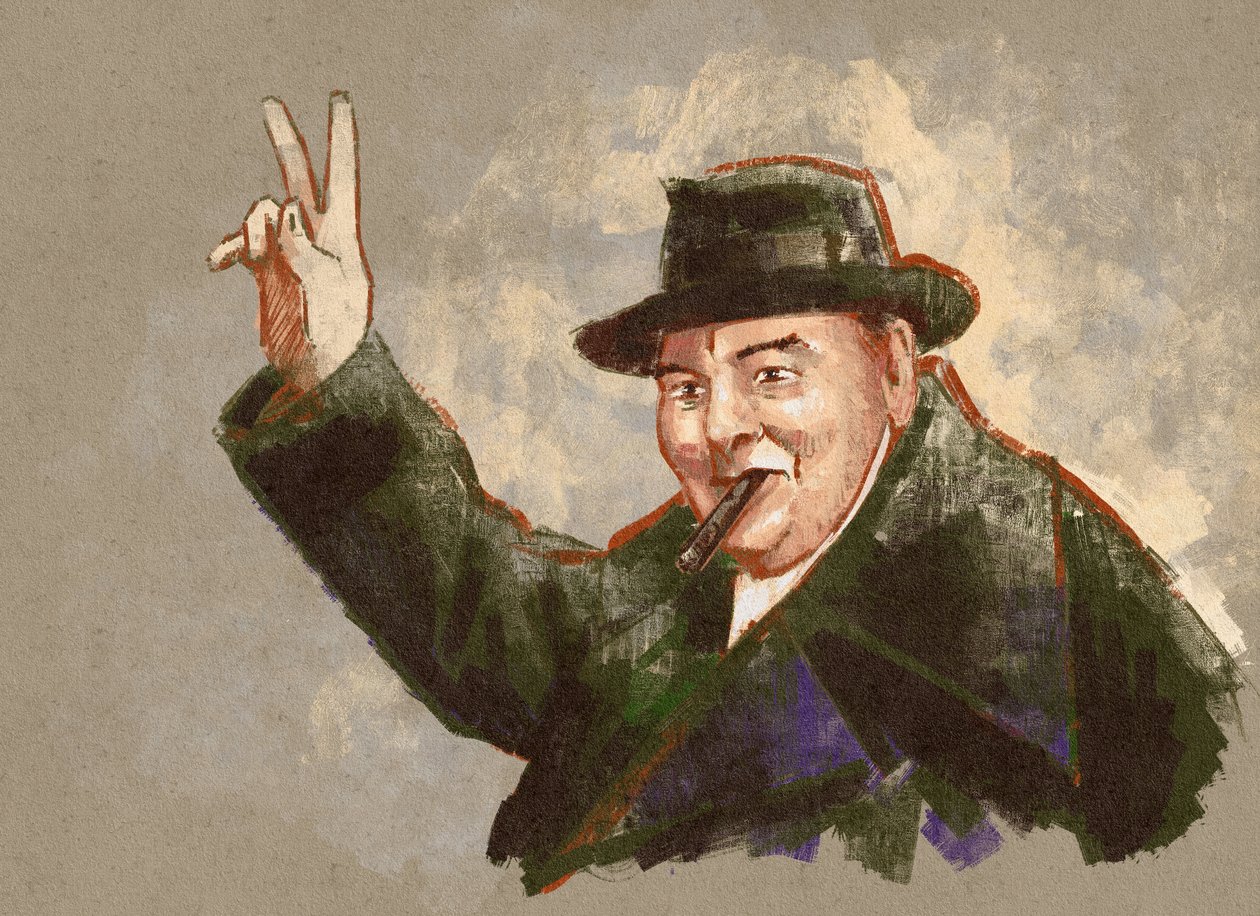 Sir Winston Leonard Spencer Churchill portréja (illusztráció) alkotó: Alessandro Lonati