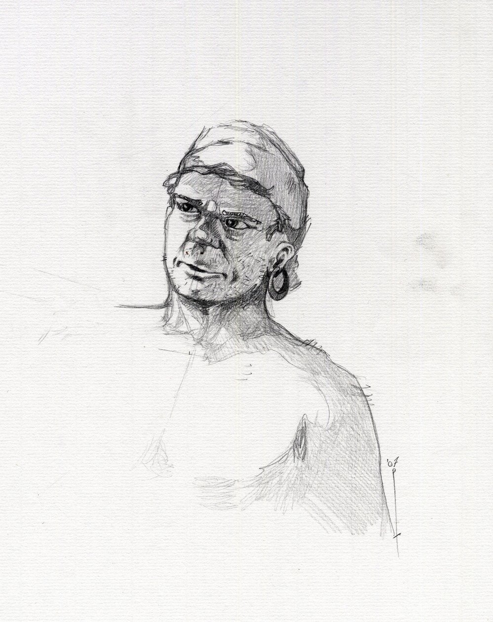 Kalóz (magánember) portréja vagy tengerész mellszobra. Alessandro Lonati rajza. alkotó: Alessandro Lonati