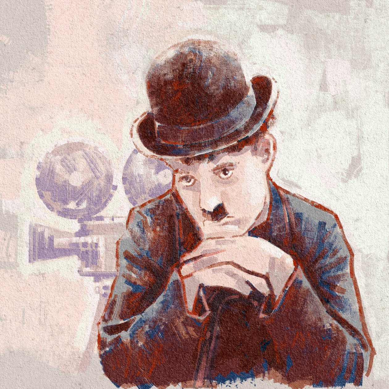 Charlie Chaplin színész és rendező portréja (illusztráció) alkotó: Alessandro Lonati