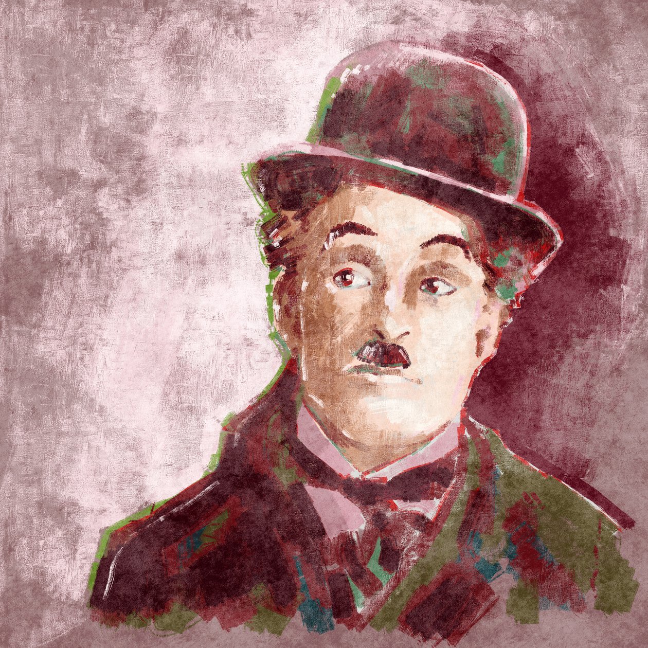 Charlie Chaplin színész és rendező portréja (illusztráció) alkotó: Alessandro Lonati