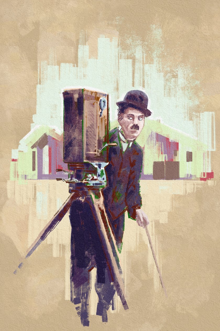 Charlie Chaplin színész és rendező portréja (illusztráció) alkotó: Alessandro Lonati