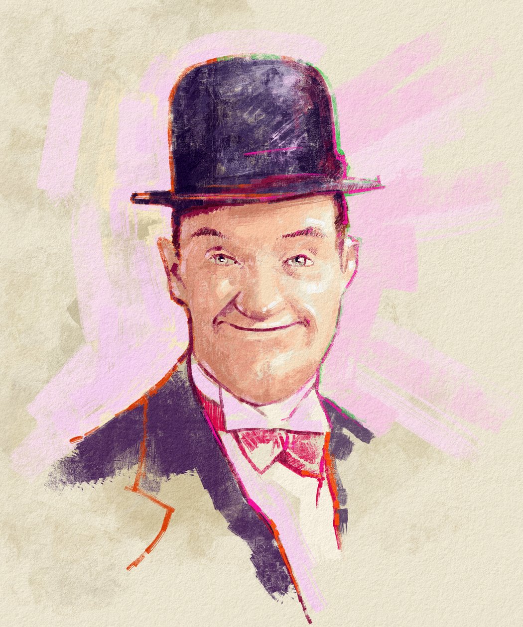 Stan Laurel komikus portréja (illusztráció) alkotó: Alessandro Lonati