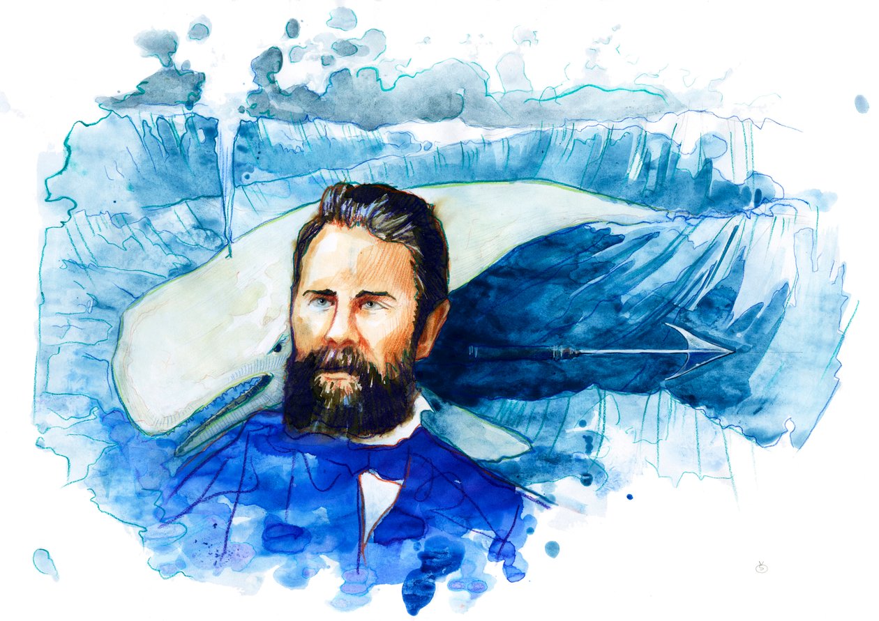 Herman Melville (1819-1891) amerikai író portréja (Herman Melville amerikai regényíró portréja) alkotó: Alessandro Lonati