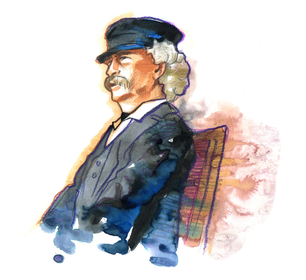 Mark Twain (1835-1910) amerikai író portréja alkotó: Alessandro Lonati