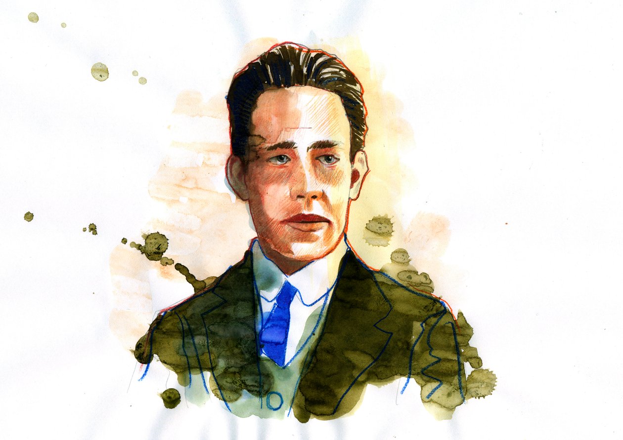 Niels Bohr dán atom- és atomfizikus (1885-1962) portréja (Niels Bohr dán fizikus) Illusztráció: Alessandro Lonati alkotó: Alessandro Lonati