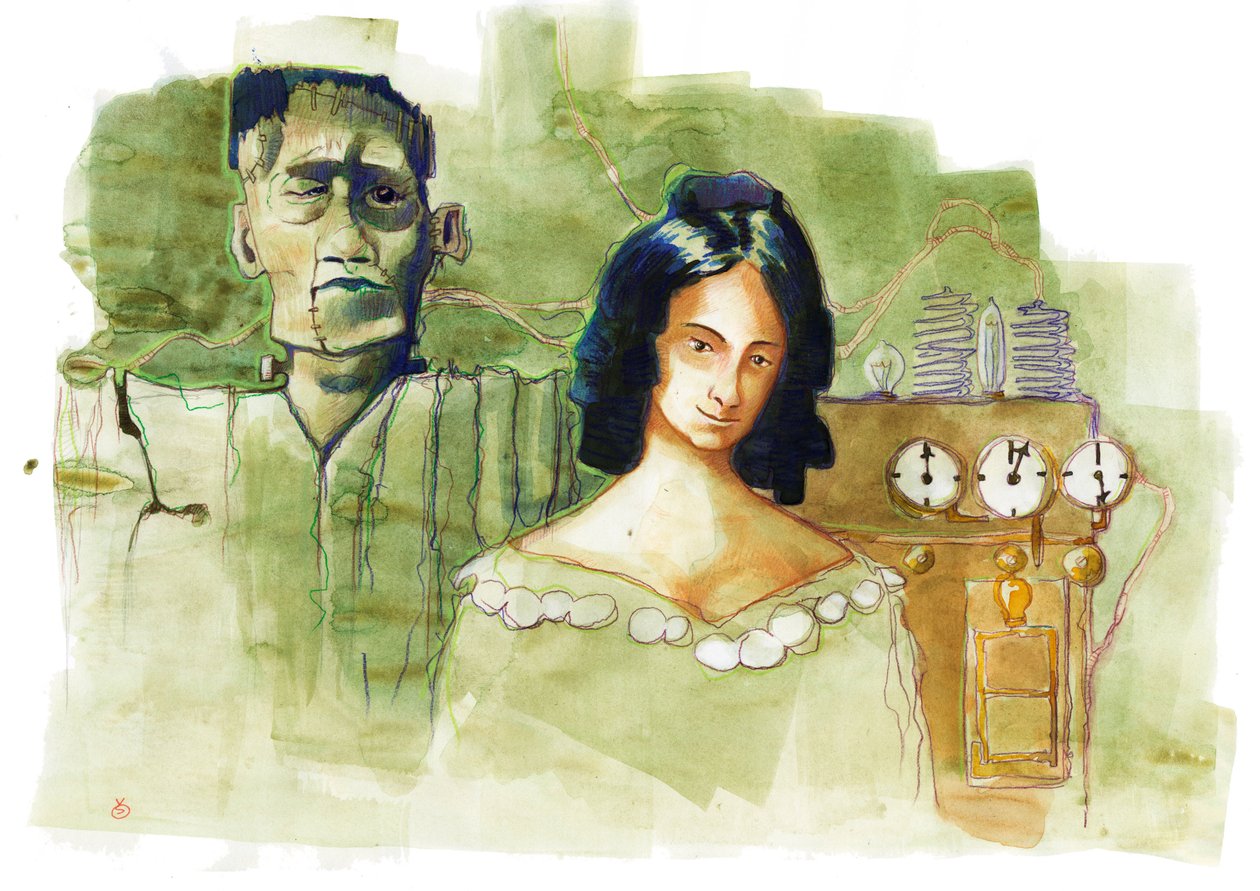 Mary Shelley (1797-1851) angol írónő portréja, a „Frankenstein vagy a Modern Promethee” (Mary Shelley brit regényíró portréja) szerzője alkotó: Alessandro Lonati