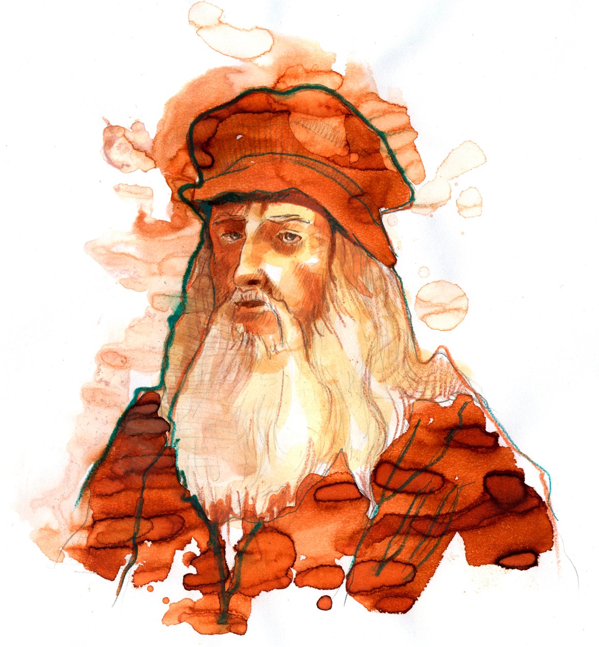 Leonard de Vinci (Leonardo da Vinci) (1452-1519) olasz művész és tudós portréja (Leonardo da Vinci olasz polihisztor portréja) alkotó: Alessandro Lonati