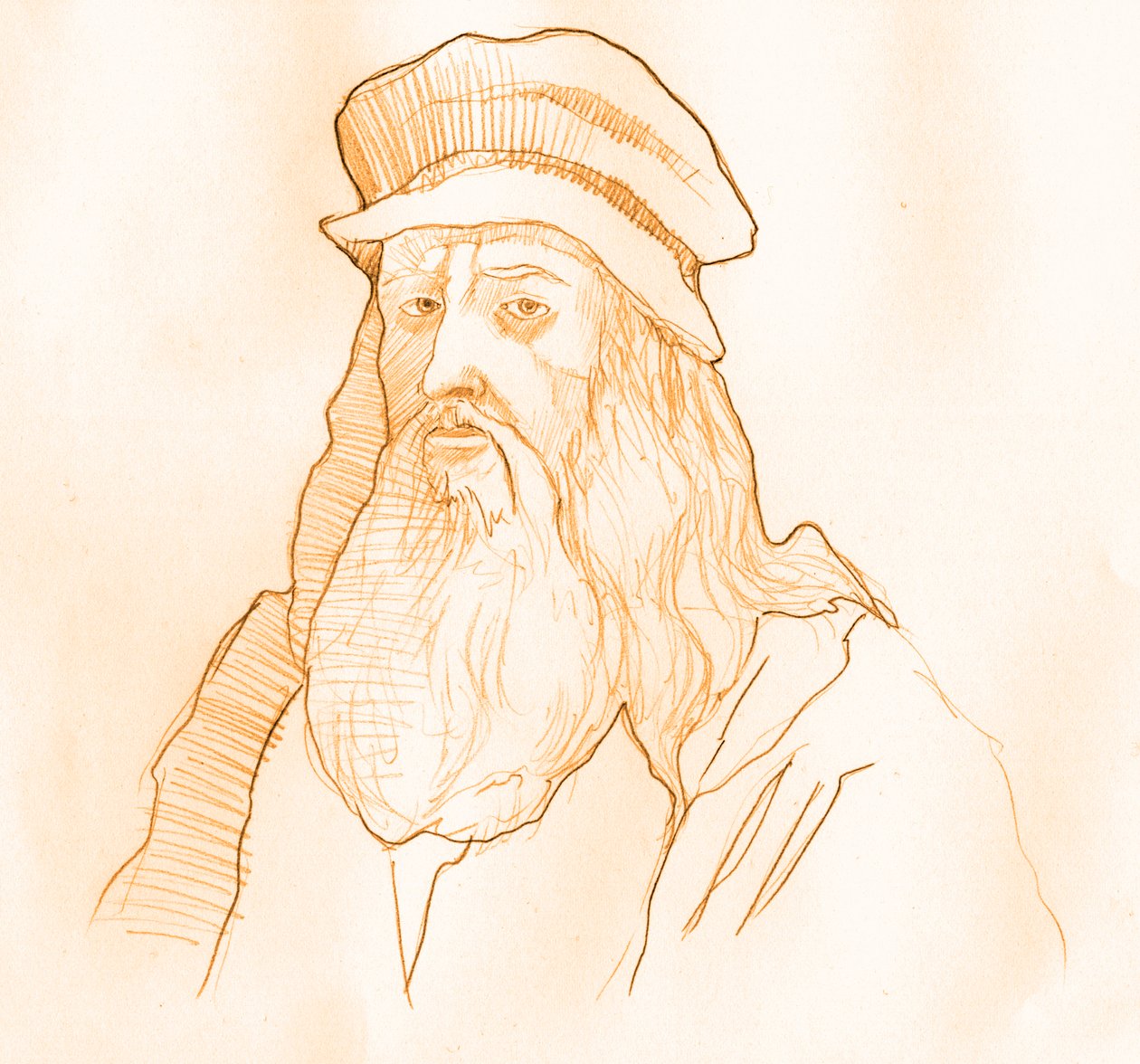 Leonard de Vinci (Leonardo da Vinci) (1452-1519) olasz művész és tudós portréja (Leonardo da Vinci olasz polihisztor portréja) alkotó: Alessandro Lonati