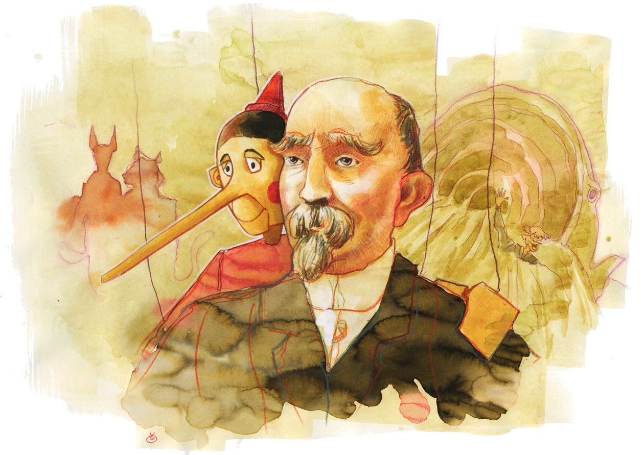 Carlo Collodi (1826-1890) olasz író portréja, Pinokkió karakterének szerzője (Carlo Collodi olasz író portréja) alkotó: Alessandro Lonati