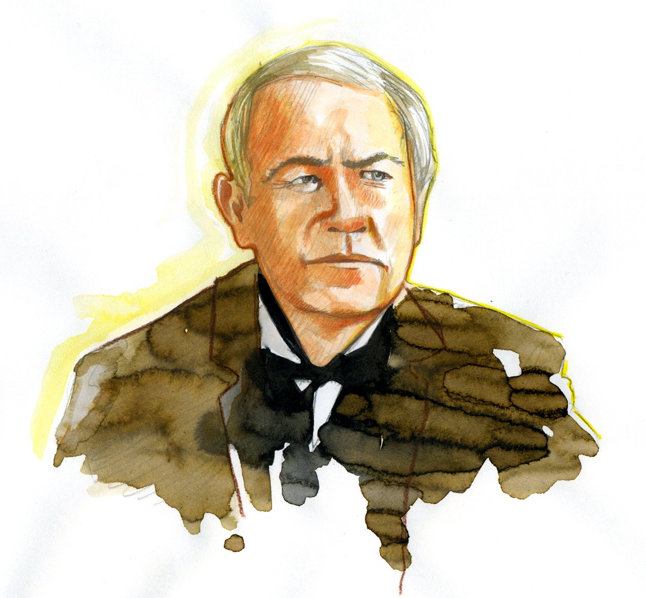 Thomas Edison (1847-1931) fizikus portréja, rajz alkotó: Alessandro Lonati