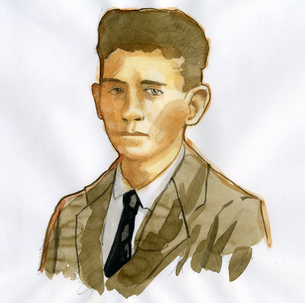 Franz Kafka (1883-1924) prágai író portréja (Franz Kafka német nyelvű regényíró portréja) alkotó: Alessandro Lonati
