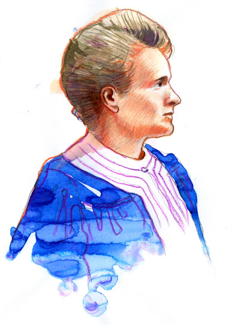 Marie Curie fizikus portréja (Marie Curie (1867-1934), lengyel származású francia fizikus) alkotó: Alessandro Lonati