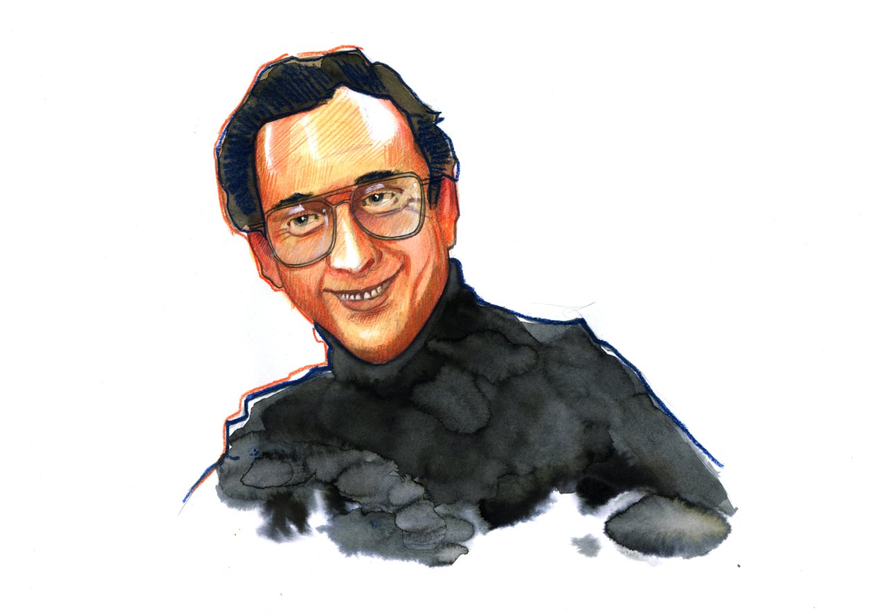 Harold Pinter (1930-2008) író és humorista portréja (Harold Pinter angol drámaíró, forgatókönyvíró, rendező és színész) Alessandro Lonati rajza alkotó: Alessandro Lonati