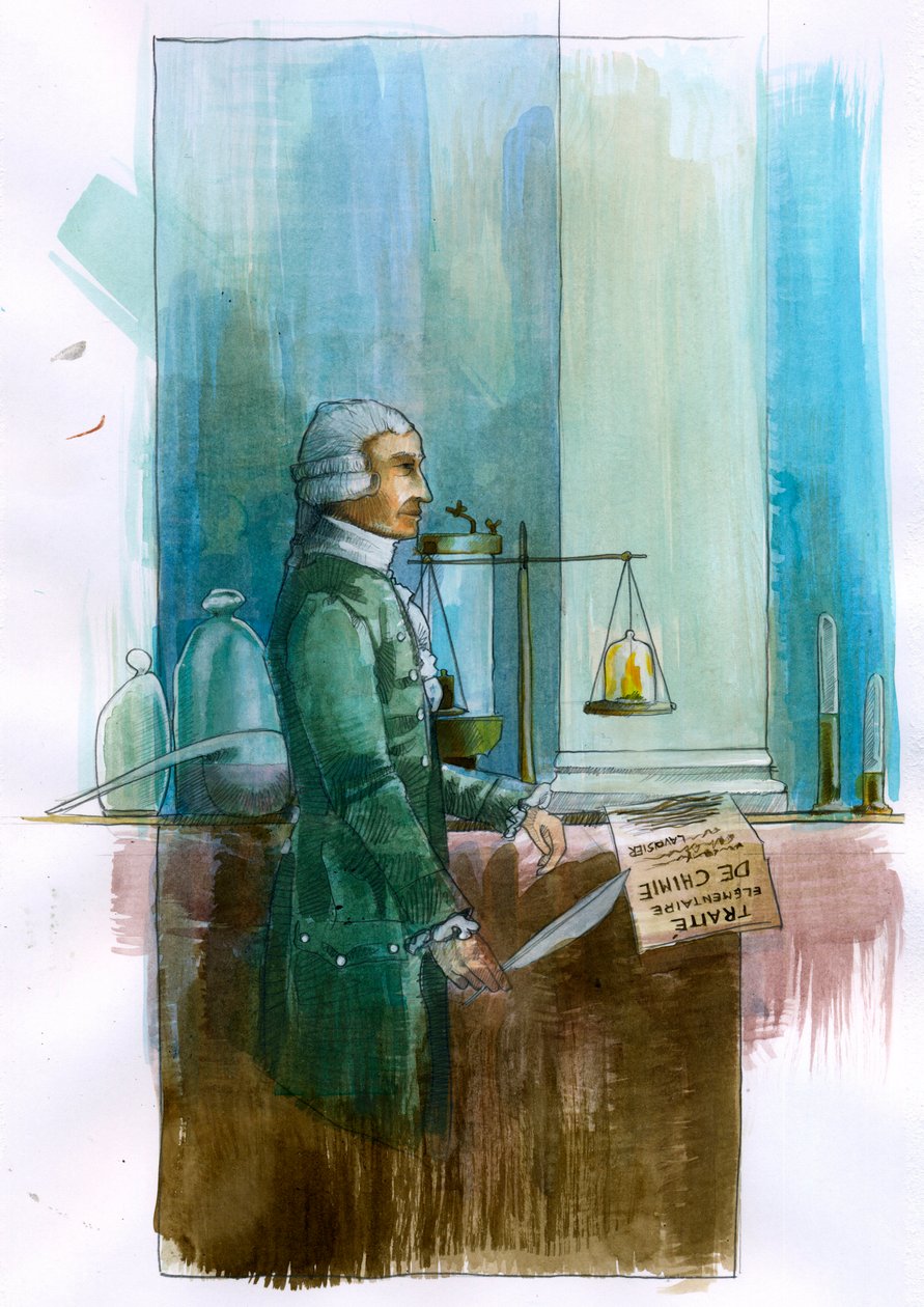 Antoine Lavoisier (1743-1794) francia kémikus, filozófus és közgazdász ábrázolása (Antoine Lavoisier francia nemes és vegyész portréja) Illusztráció: Alessandro Lonati alkotó: Alessandro Lonati