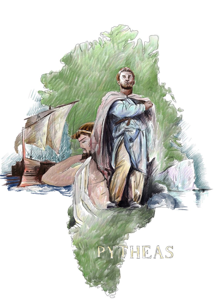Pytheas görög felfedező ábrázolása Masszaliából, Kr.e. 4. század (Massaliai Pytheas görög geográfus és felfedező portréja, Kr.e. IV. század) Illusztráció: Alessandro Lonati alkotó: Alessandro Lonati