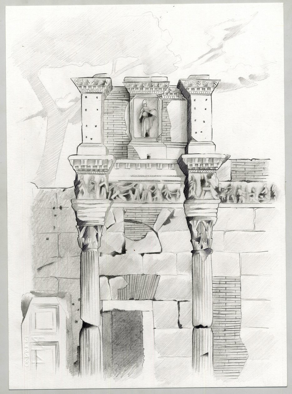 A római kor romjai Rómában, Forum (foro romano) Alessandro Lonati rajza. alkotó: Alessandro Lonati
