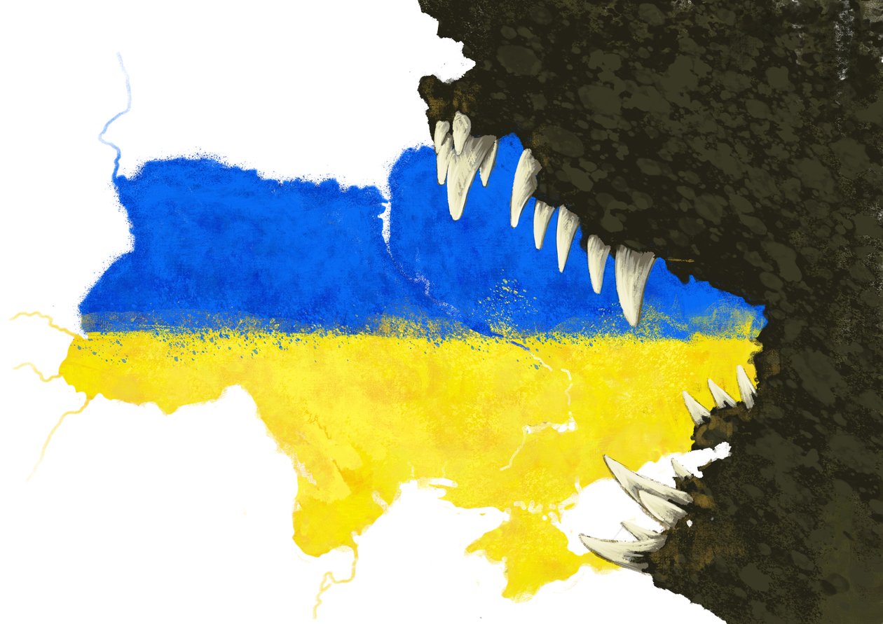 Oroszország megtámadja Ukrajnát, hogy megegye, 2022 (illusztráció) alkotó: Alessandro Lonati