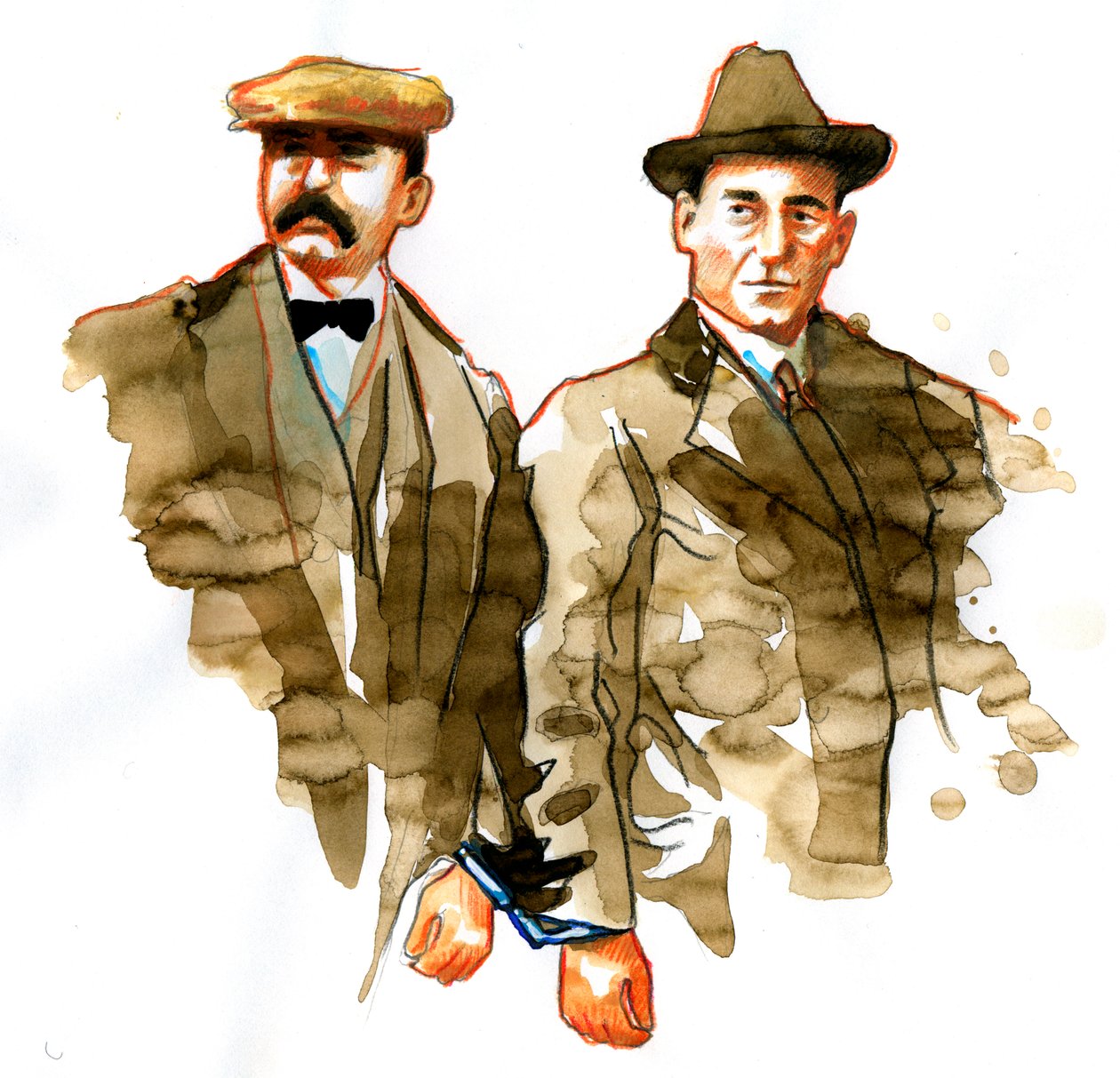 Sacco és Vanzetti-ügy: Bartolomeo Vanzetti (balra) és Nicola Zacco olasz anarchisták portréja - (Bartolomeo Vanzetti (balra) és Nicola Sacco olasz anarchisták portréja) alkotó: Alessandro Lonati