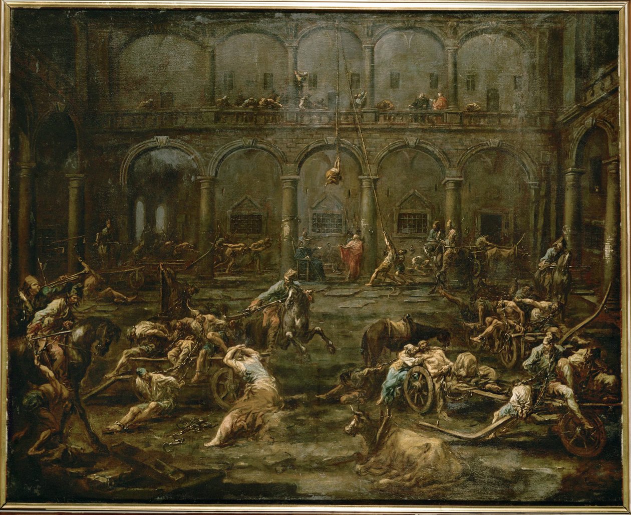 Gályarabok érkezése a genovai börtönbe (festmény, vászon) alkotó: Alessandro Magnasco