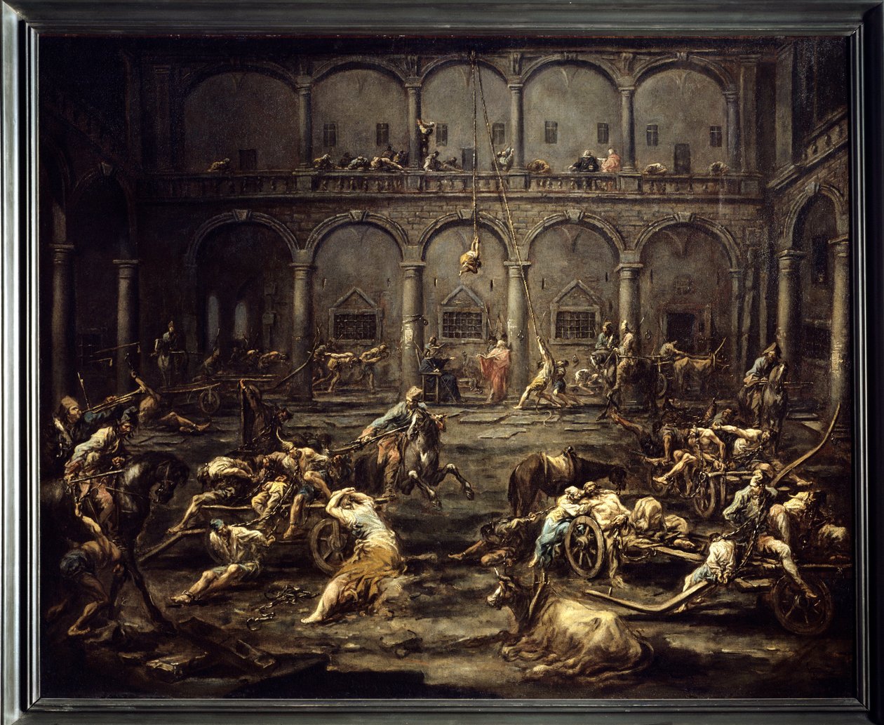 A galériák érkezése a genovai börtönbe Alessandro Magnasco (1667-1749) festménye 18. század V. 1,16x1,42 m Bordeaux, Szépművészeti Múzeum. alkotó: Alessandro Magnasco