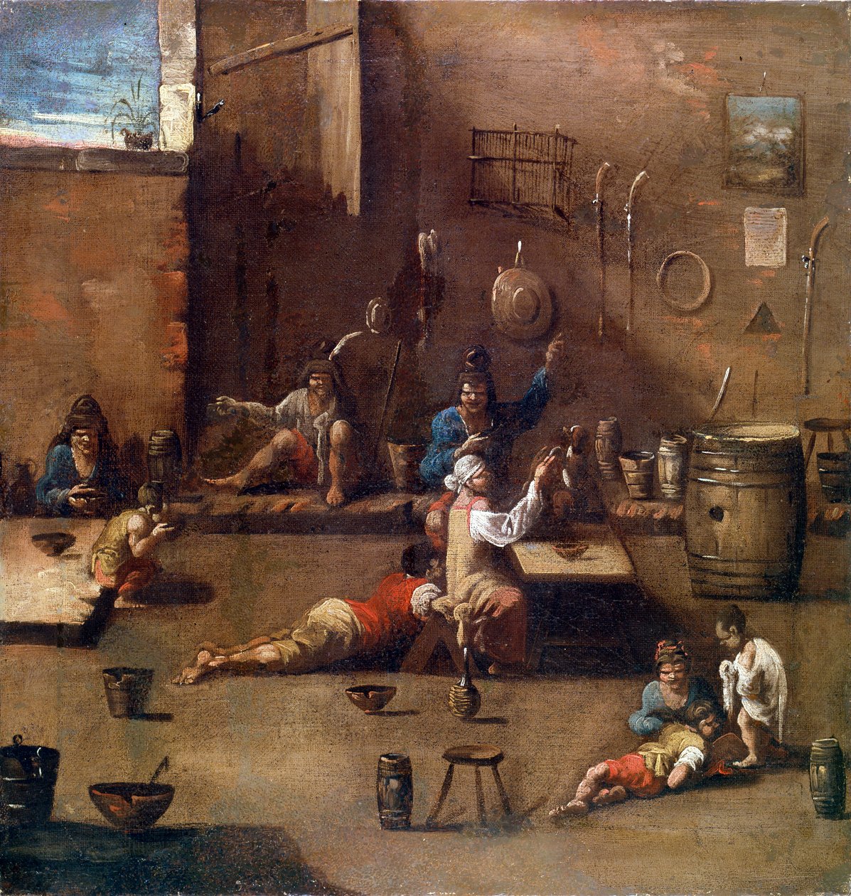 Kutyakiképzés, c1690-1745 alkotó: Alessandro Magnasco