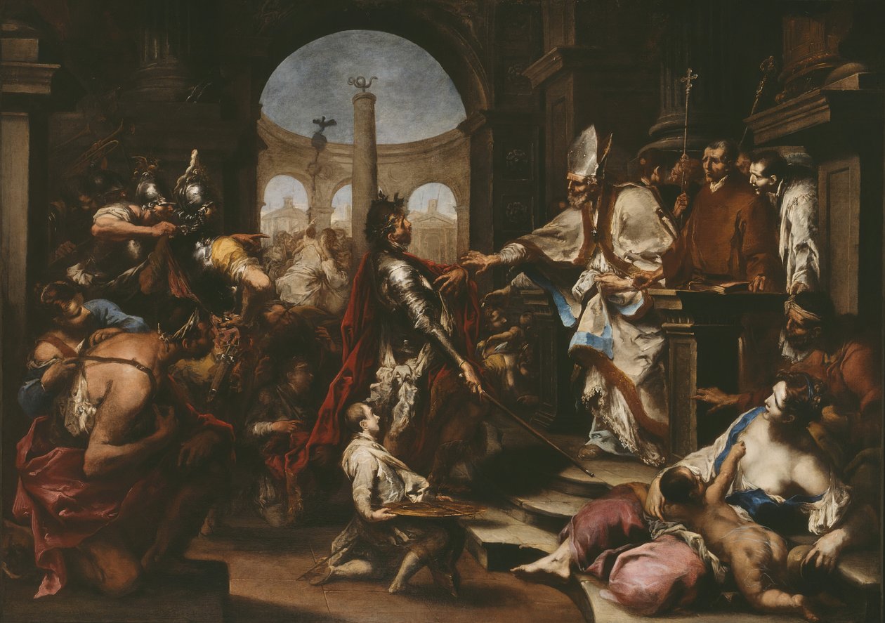 Theodosiust Szent Ambrus taszította ki a templomból, 170010. alkotó: Alessandro Magnasco