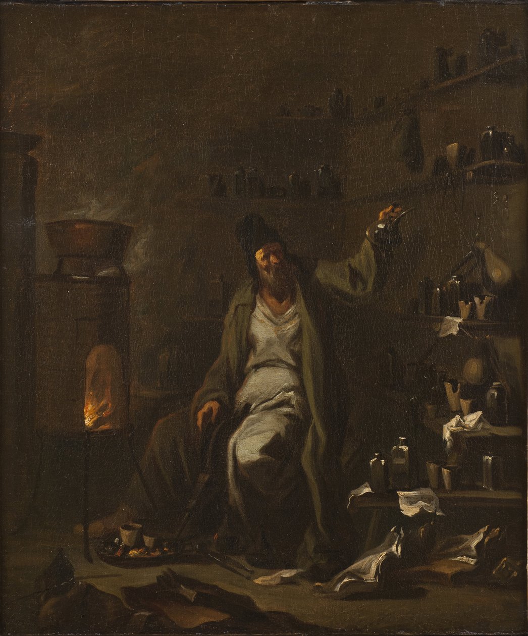Egy alkimista – Egy alkimista, Magnasco, Alessandro, Il Lissandrino (1667-1749) néven ismert. Olajfestmény. Méretek: 71,5 x 59,5 cm. Nemzeti Múzeum Stockholm alkotó: Alessandro Magnasco