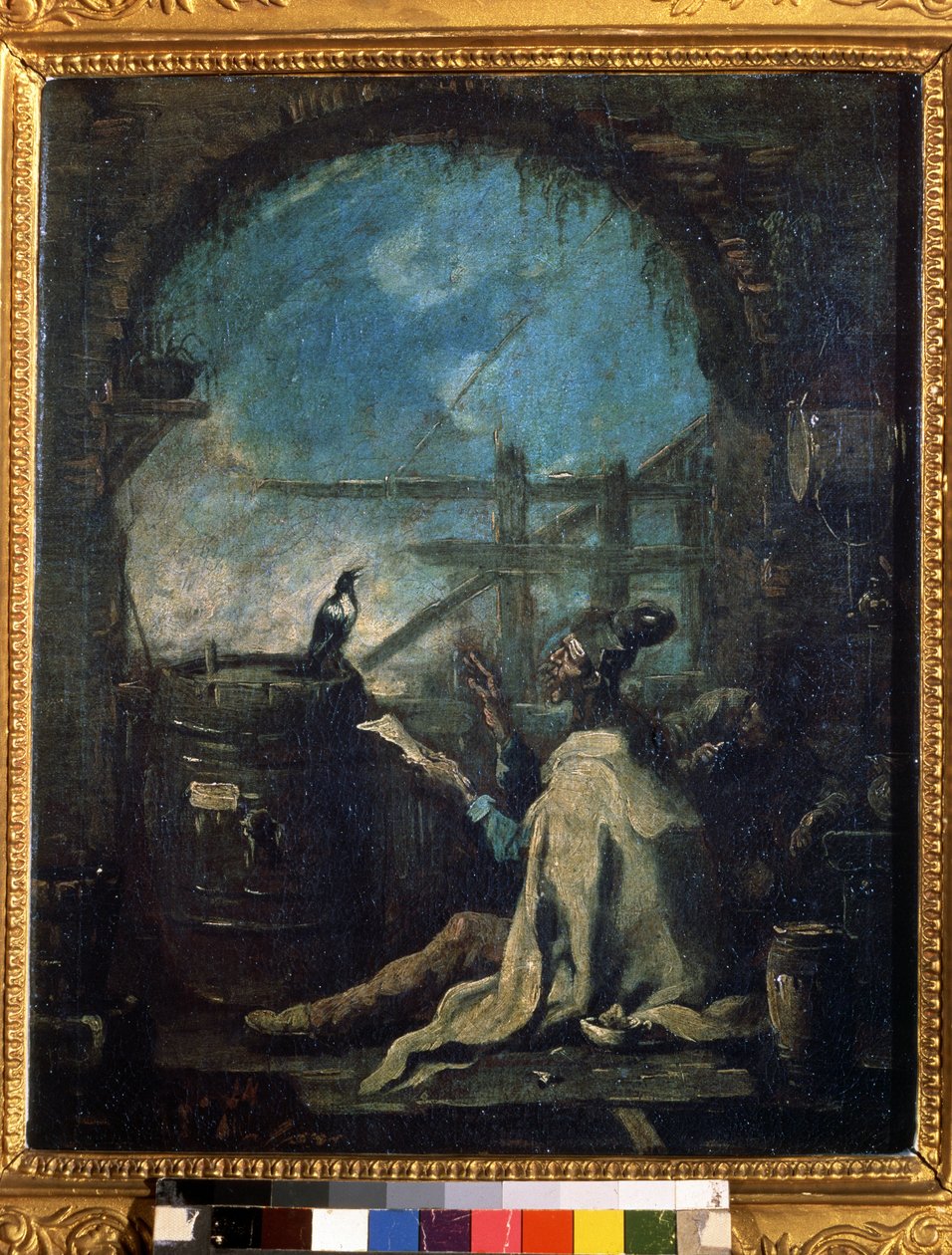 ""A bohóc szarát tanít"" (A bohóc, aki szarát tanít) Egy cirkuszi ember, aki számokat tanít a szarának. Alessandro Magnasco (1667-1749) festménye 18. századi Puskin Múzeum, Moszkva alkotó: Alessandro Magnasco