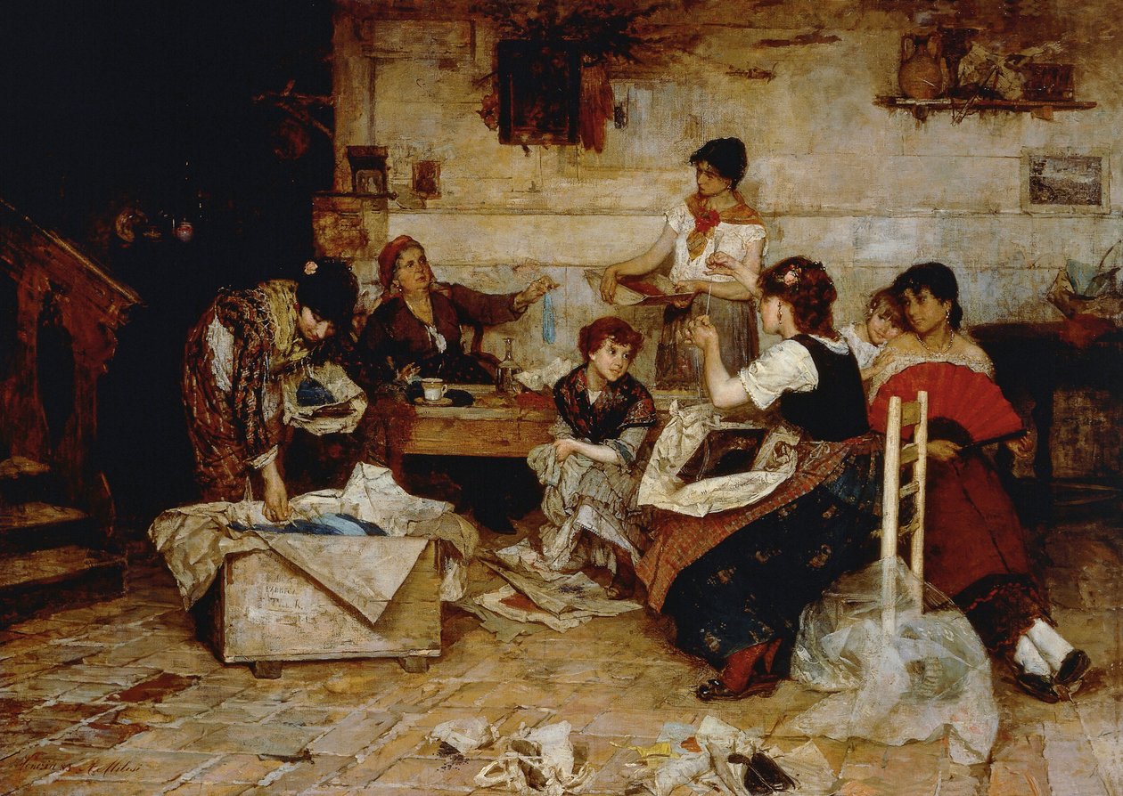Gyöngyöt dolgozó nők alkotó: Alessandro Milesi