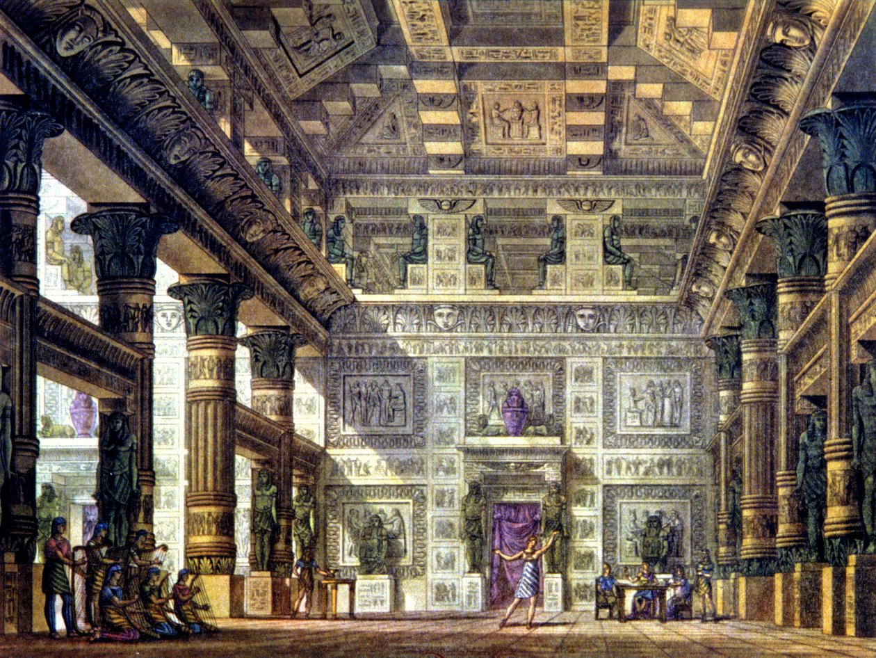 Táncjelenet az ókori Egyiptomban, Memphisben alkotó: Alessandro Sanquirico