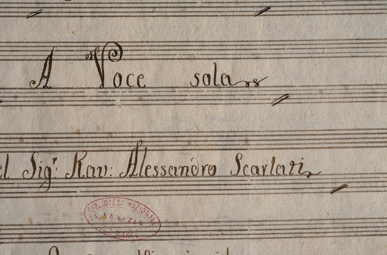 A XXV. kantáták kéziratos partitúrája Alessandro Scarlatti (1660-1725) szólószólamra alkotó: Alessandro Scarlatti
