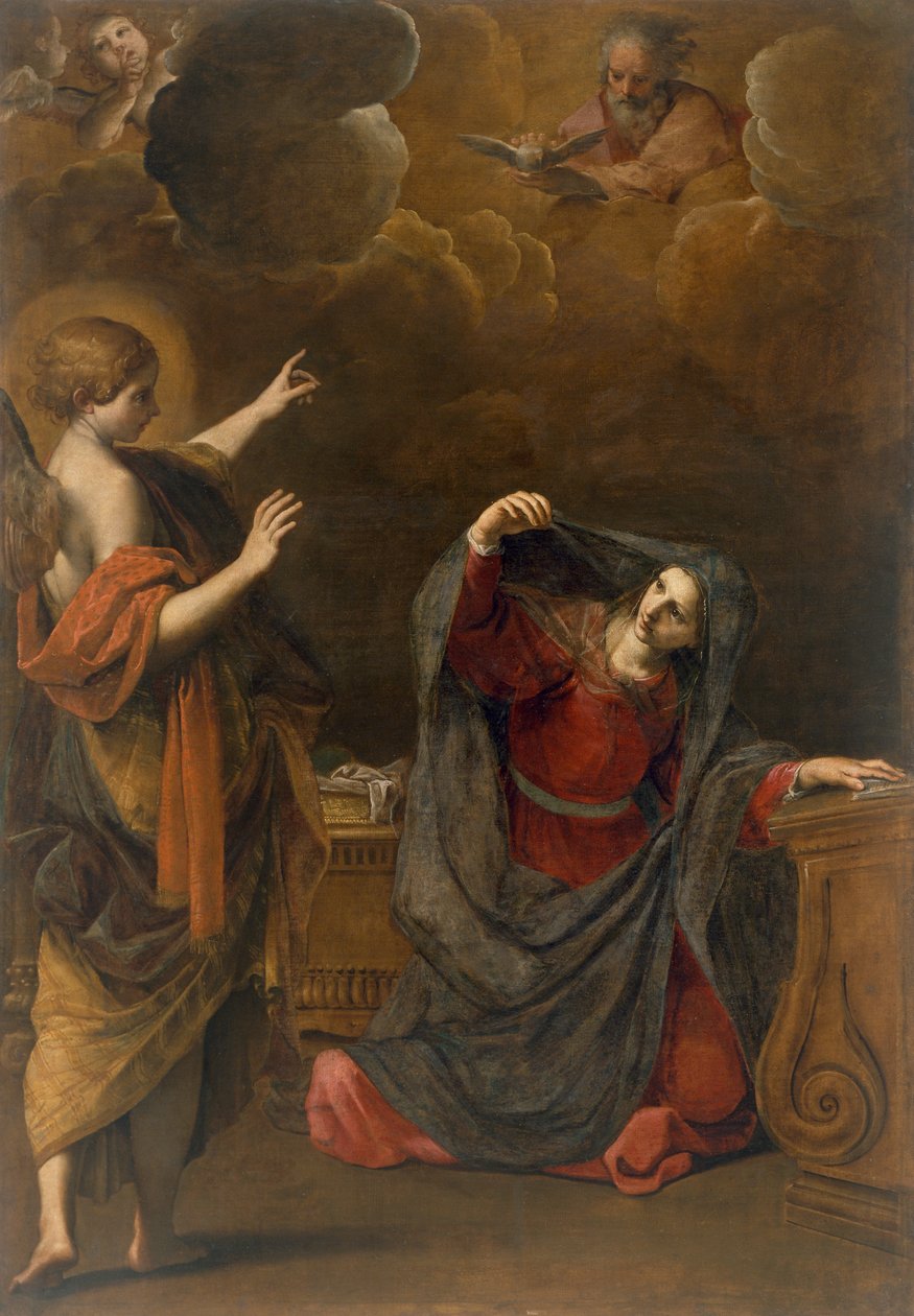 Alessandro Tiarino (1577-1668) Angyali üdvözlet, olaj, vászon, 209x144, 5 cm alkotó: Alessandro Tiarini