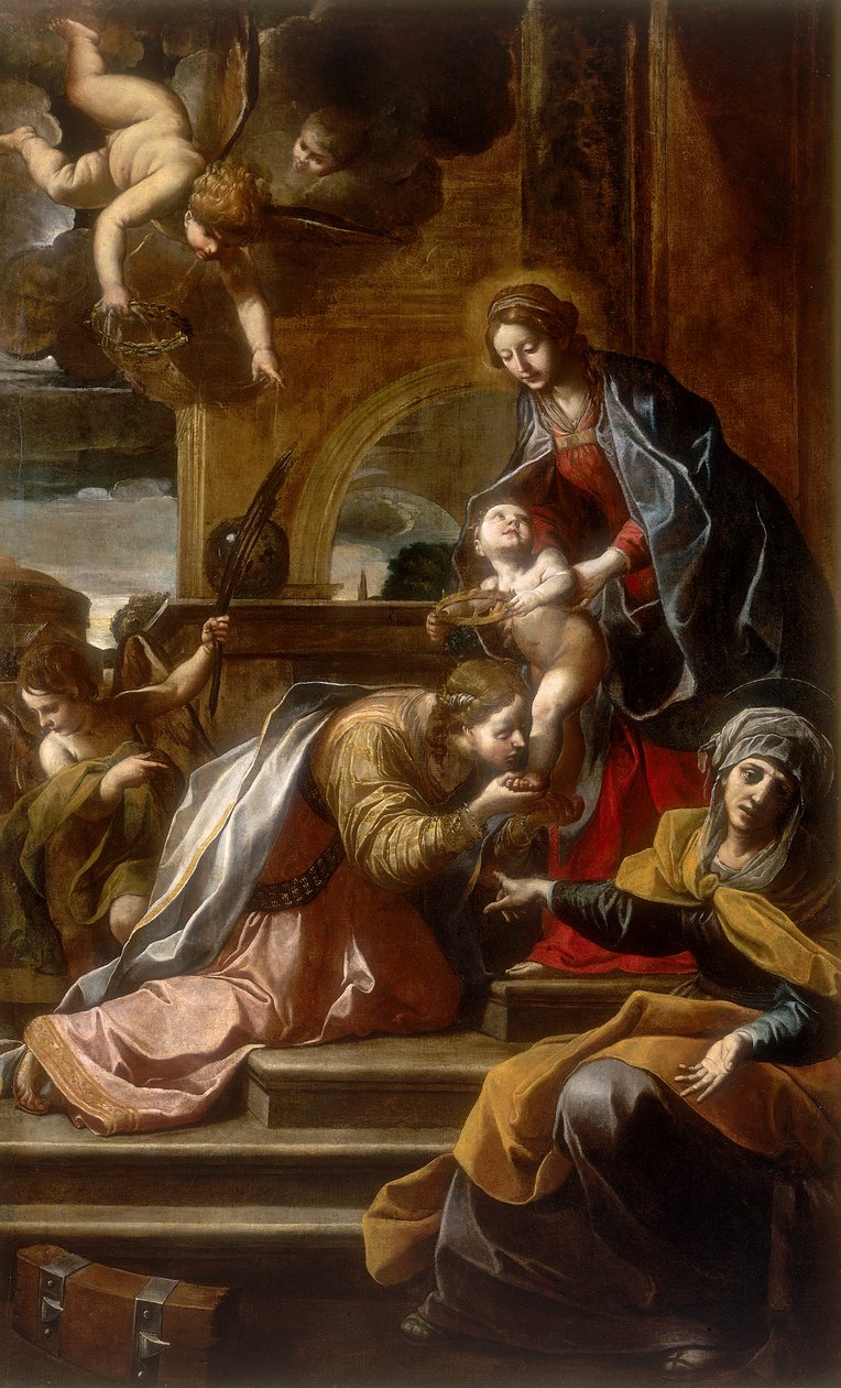 Szent Katalin misztikus házassága, Alessandro Tiarini alkotása, a modenai Galleria Estense-ben konzervált alkotó: Alessandro Tiarini