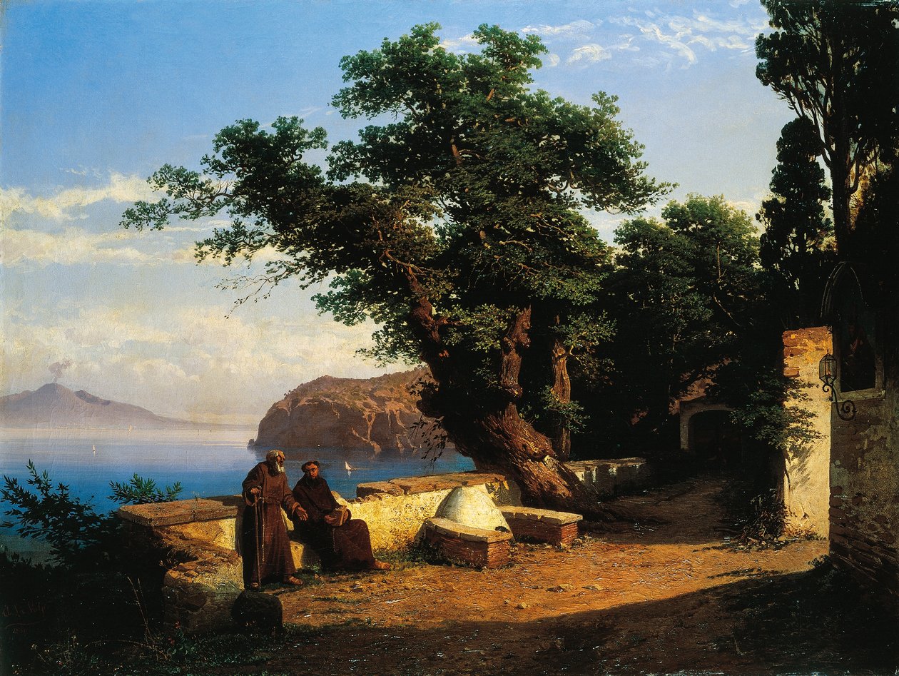 A kolostor előtt alkotó: Alessandro la Volpe