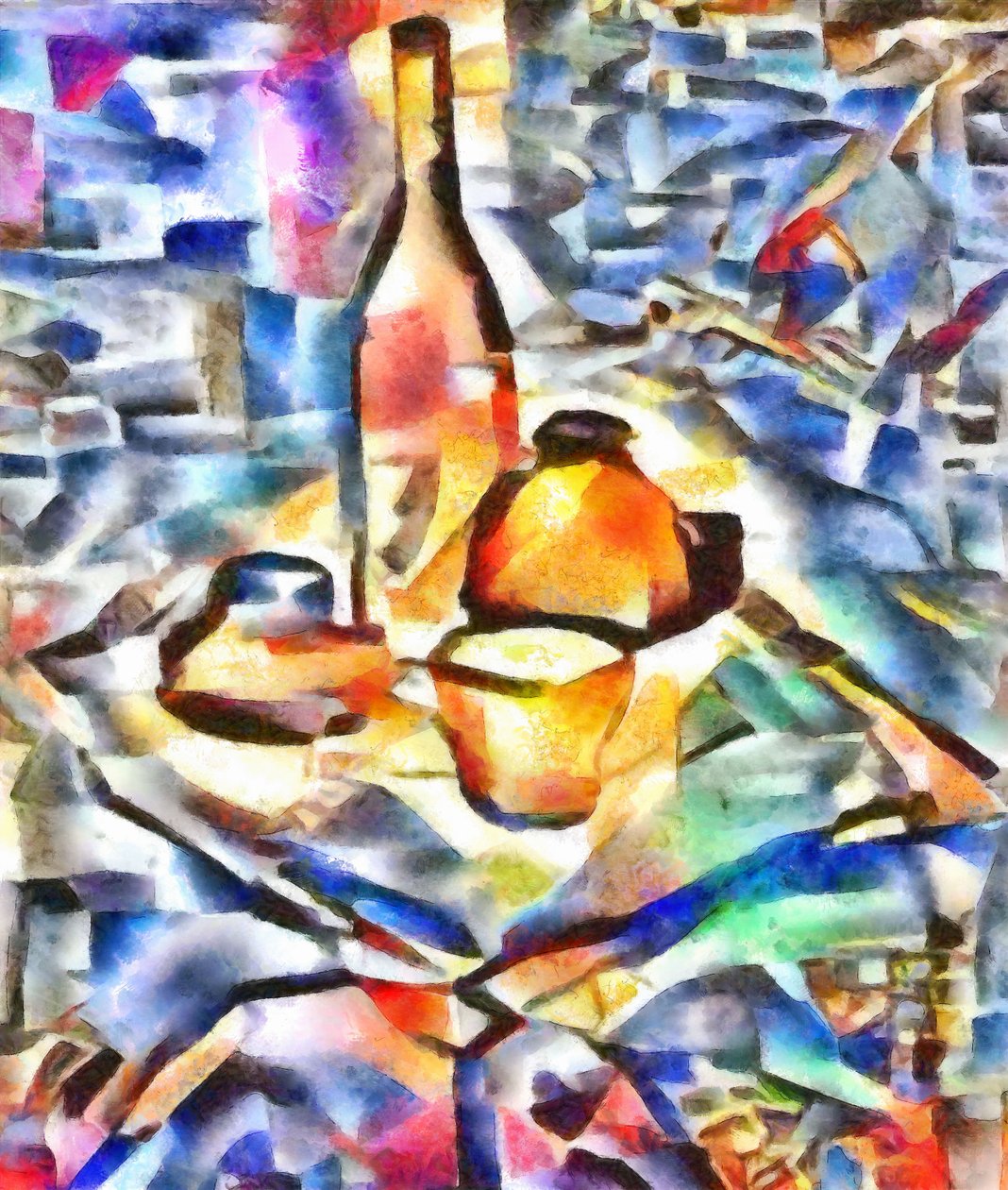 narancs-kék csendélet, 2017, alkotó: Alex Caminker