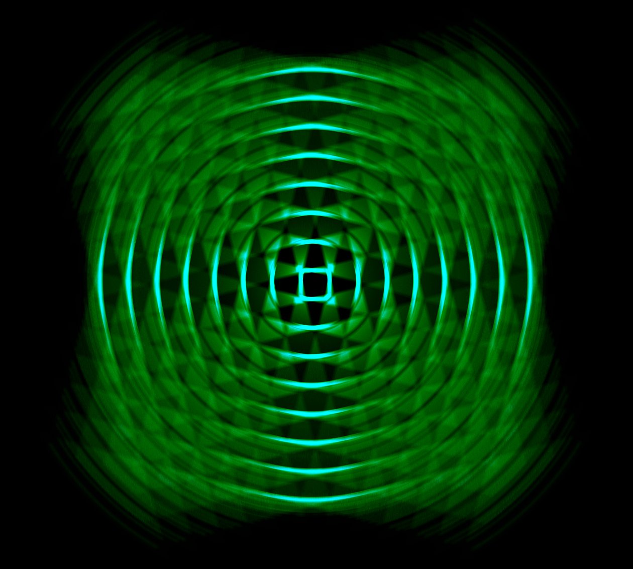 optikai geometria zöld színben, 2017, (vegyes technika) alkotó: Alex Caminker