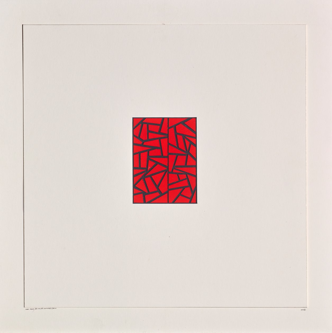 Red Bits on White, 2021 (zománc a kártyán) alkotó: Alex Dunn