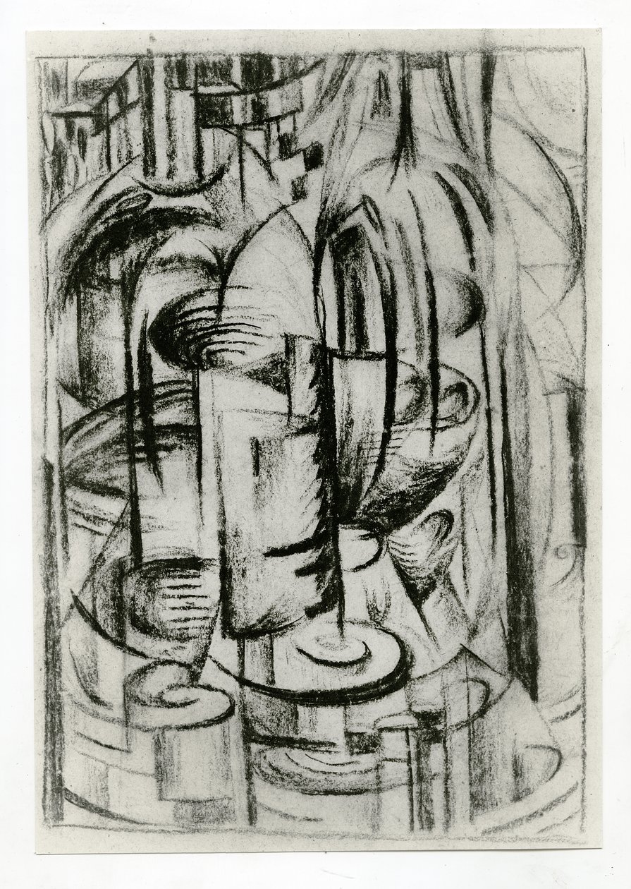 Futurista kompozíció, 1914-1916 körül (faszén papíron) alkotó: Alexander Bogomazov
