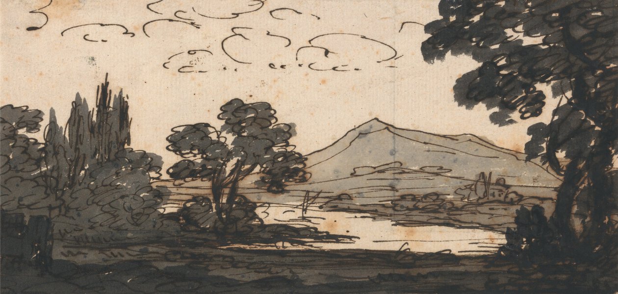 Táj hegy és tó alkotó: Alexander Cozens