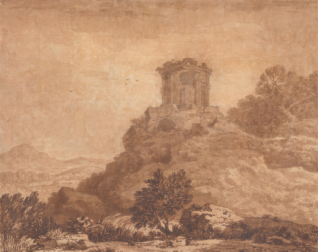 Táj romtemplommal alkotó: Alexander Cozens