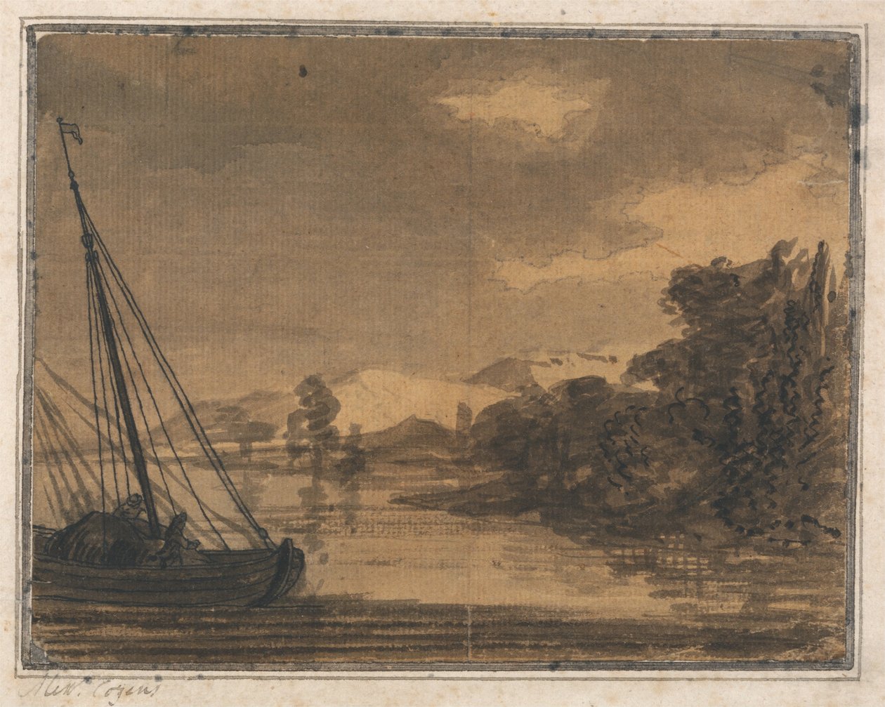 Folyó és csónak alkotó: Alexander Cozens