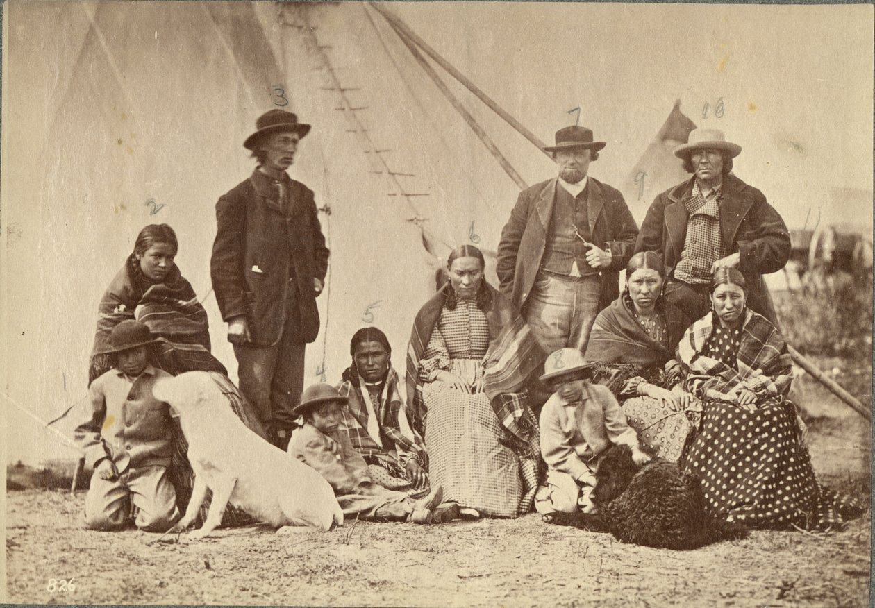 Csoport Fort Laramie-ról, Dakota, 1868 (albumnyomat) alkotó: Alexander Gardner