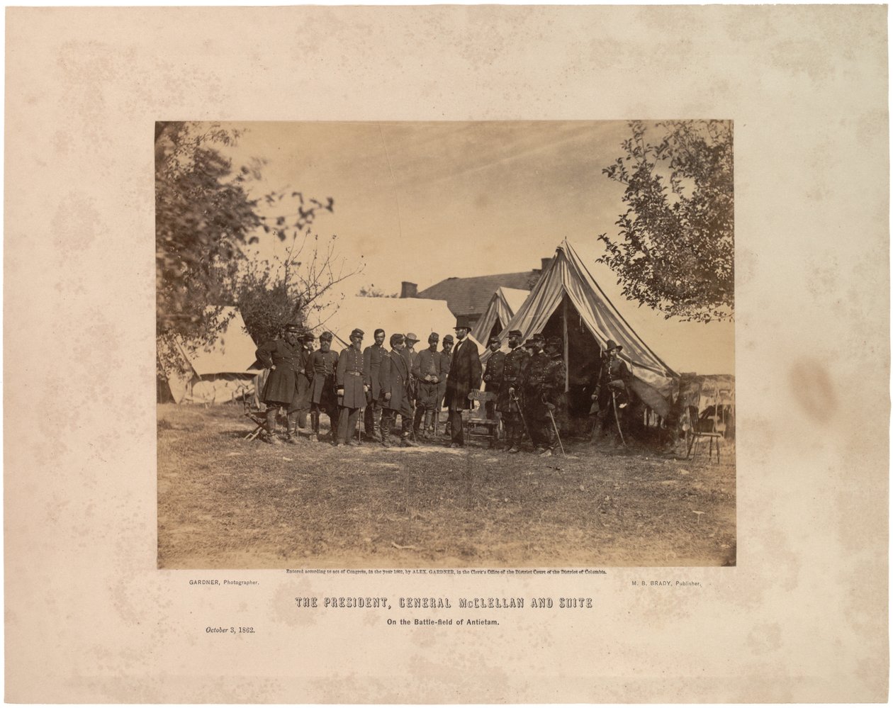 Az elnök, McClellan tábornok és a lakosztály... Antietam, 1862. október 3. (szépia fotó) alkotó: Alexander Gardner