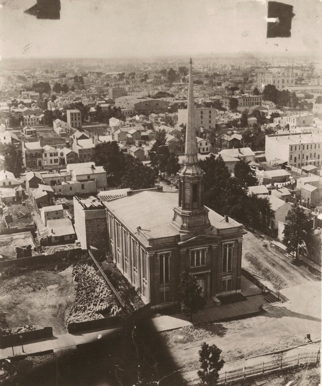 Kilátás dél-délnyugat felé a chicagói bíróság kupolájából, 1858-ban alkotó: Alexander Hesler
