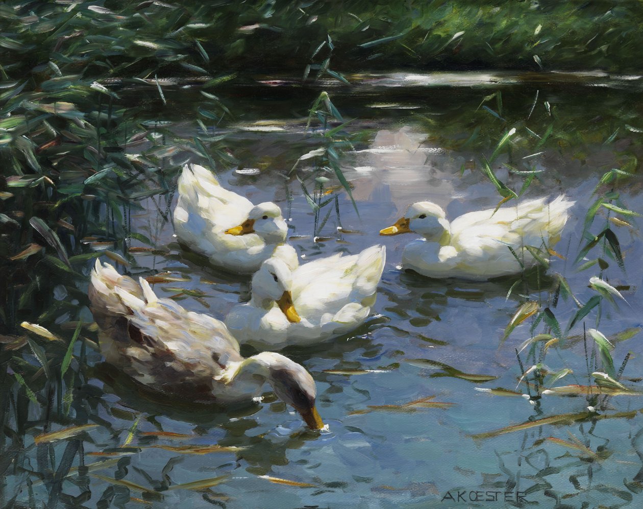 Négy kacsa a tóban alkotó: Alexander Koester