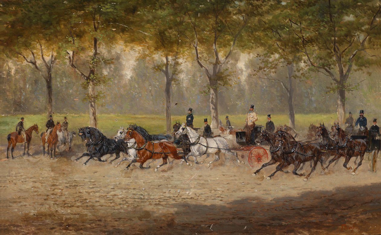 Kocsiverseny (a bécsi Práterben?) alkotó: Alexander von Bensa