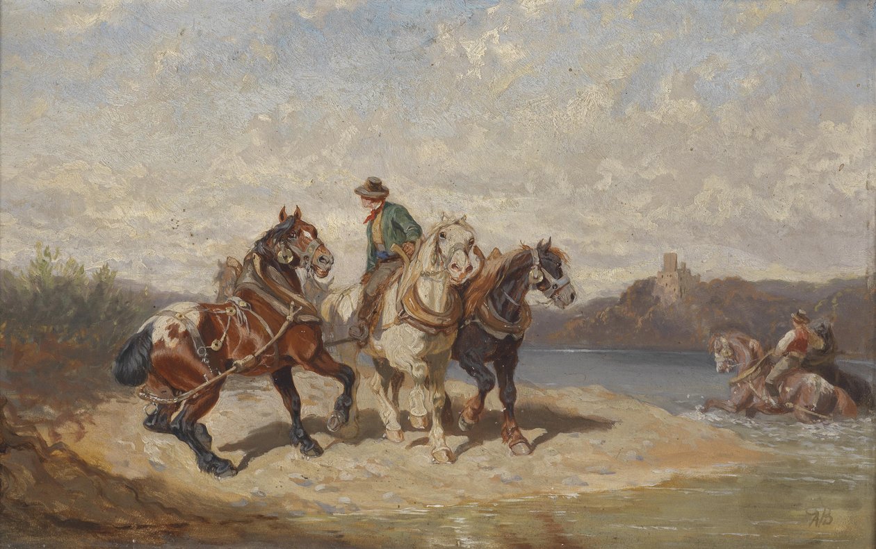 Treidelhorses a Dunán alkotó: Alexander von Bensa