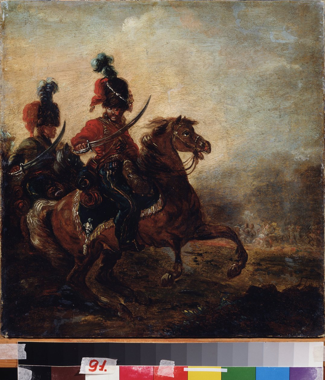Lovasok. (Huszárezred). Alekszandr Osipovich Orlowski (1777-1832) festménye, olaj, vászon alkotó: Alexander Orlowski