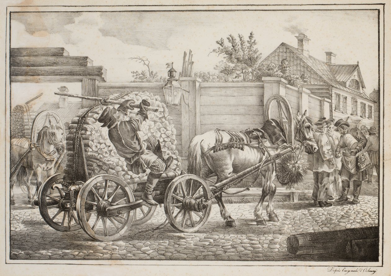 The Coachman with Kindling (litho) alkotó: after Alexander Orlowski