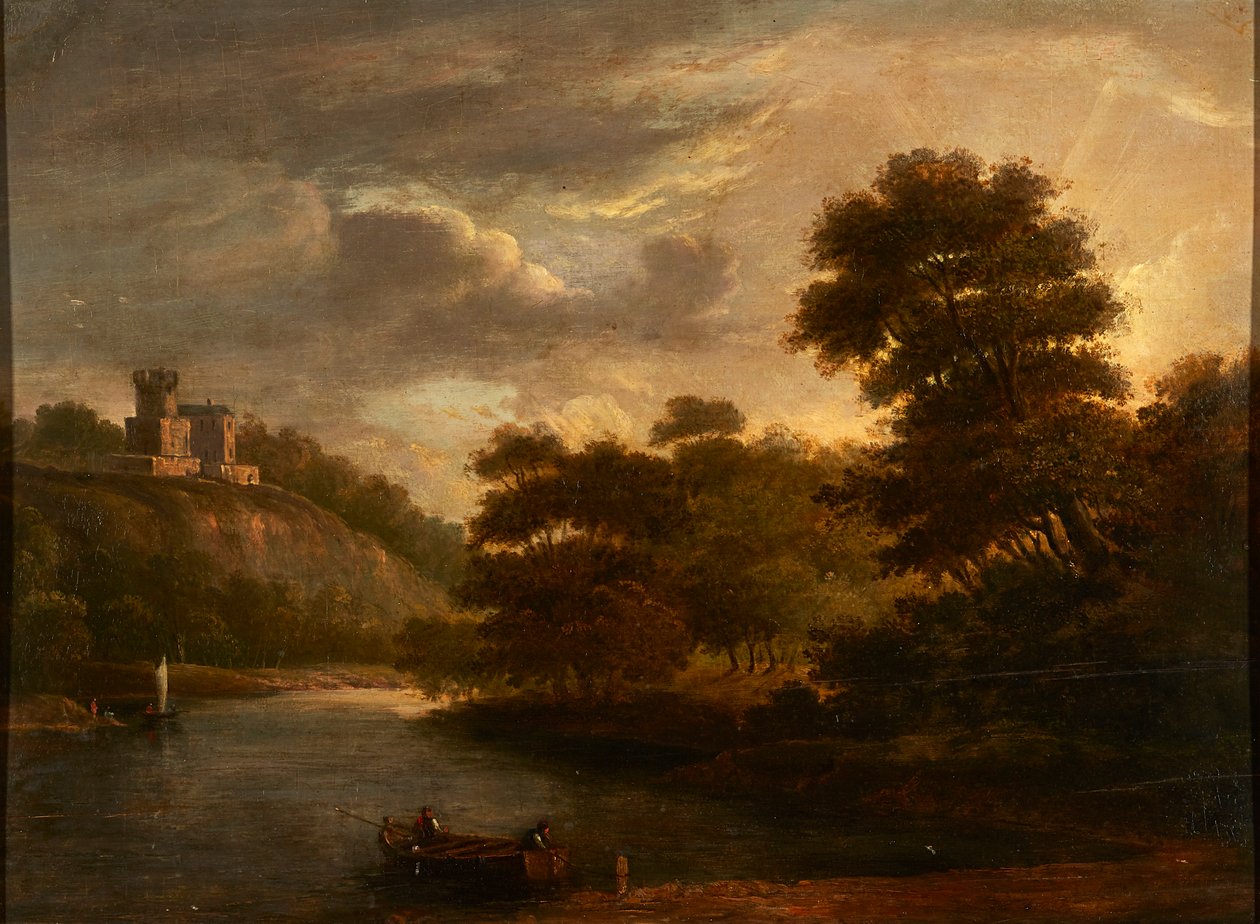 Folyói táj (olaj a panelen) alkotó: Alexander (follower of) Nasmyth